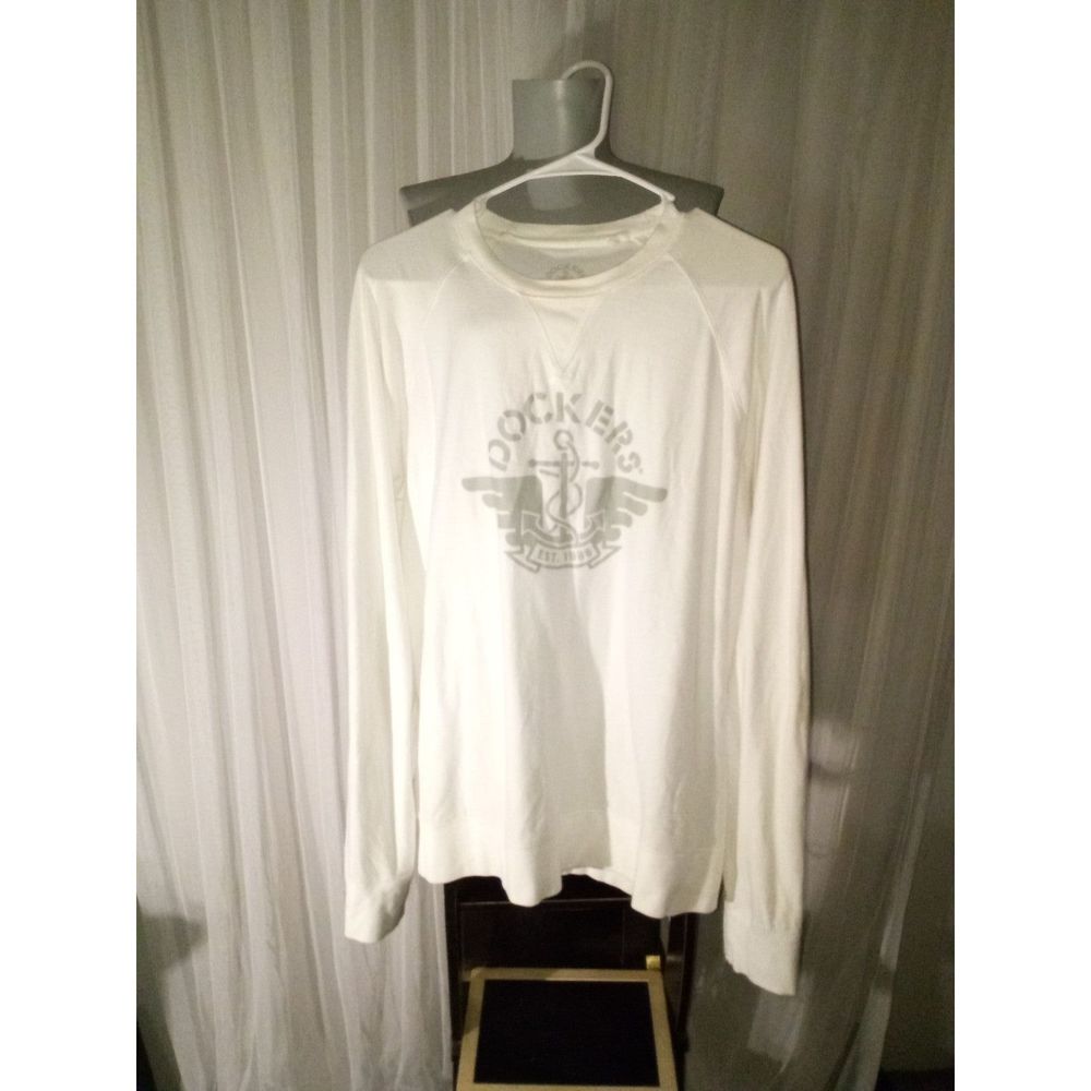 Dockers Long Sleeve Heavy Tee Shirt Off White Size XXL